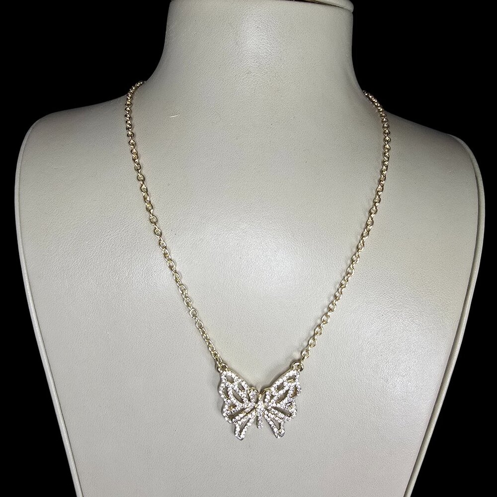 Amrita Singh Women's Gold Plated Crystal Butterfly Pendant Necklace NWT